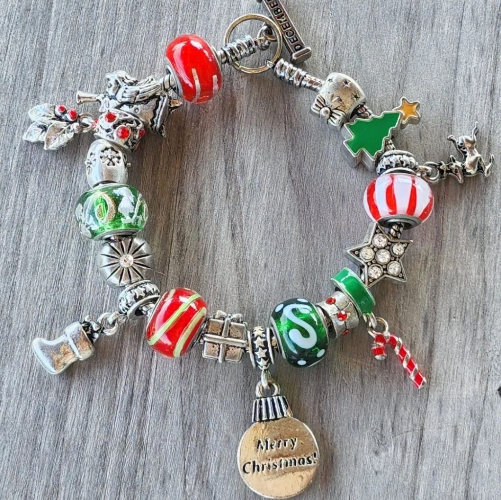 Willabee & Ward Toggle Charm Bracelet December Christmas Tree Holiday Candy Cane